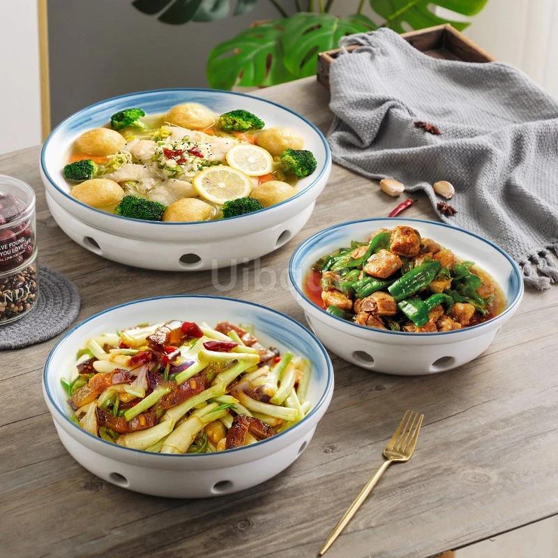 Creative Dry Pot Bowl Alcohol Candle Plate Set Ceramic Heating Furnace Heat Preservation Dish Water Boiled Fish Plate Tableware