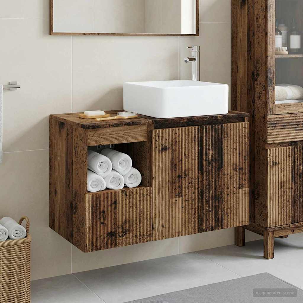 Bathroom Furniture Set 2 pcs Reclaimed Wood Engineered Wood