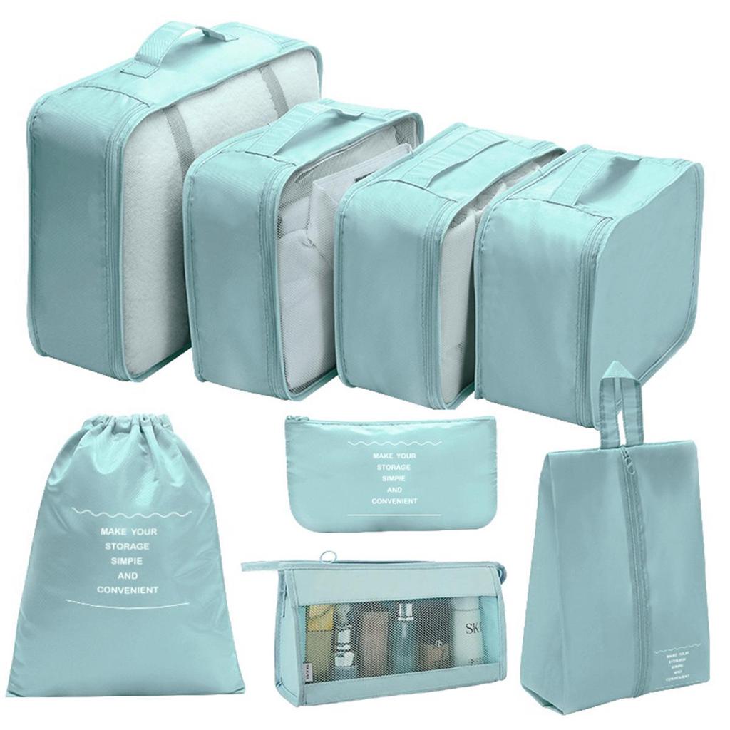 Twill 8-piece Multi-purpose Travel Storage Bag Set for Clothes & Toiletries