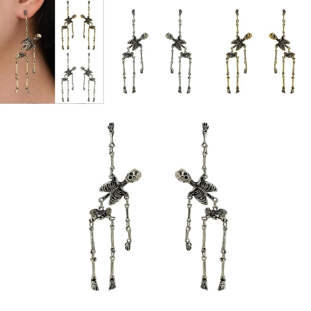 Unique And Quirky Halloween Skull Earrings Vintage All-metal Alloy Dangle Jewelry