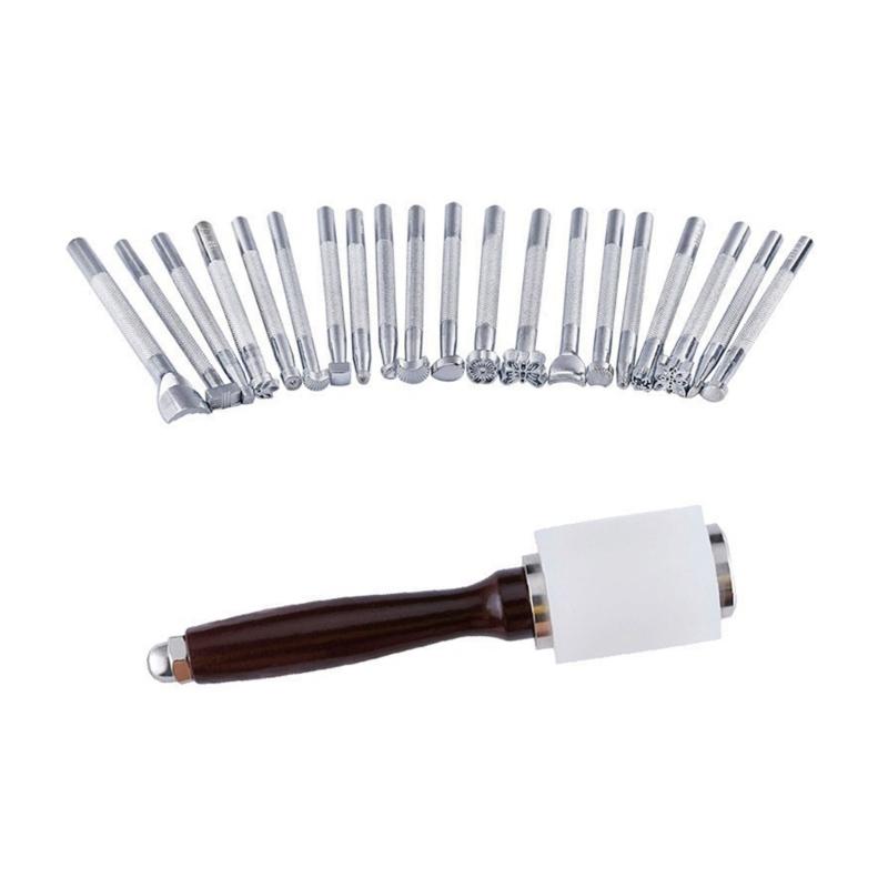 Leather Stamping Tool Leathercraft Carving Kits Leather Craft Hammer Leather Carving Embossing Tools for DIY Craft