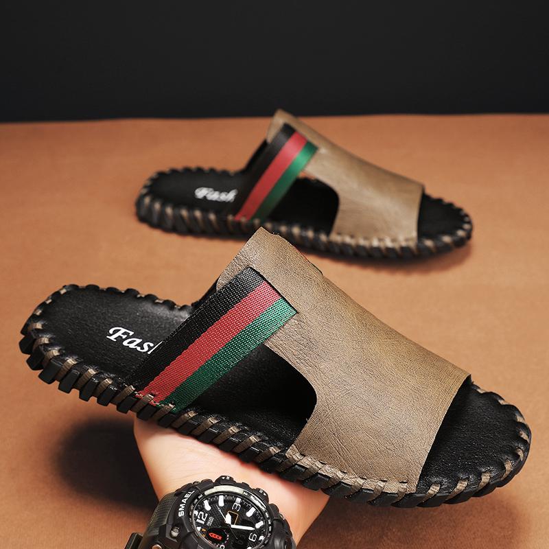 2024SYYTL Men's Summer Leisure Beach Sandals Outdoor Slide Walking Comfortable Lightweight Leather Fashion Luxury Designer