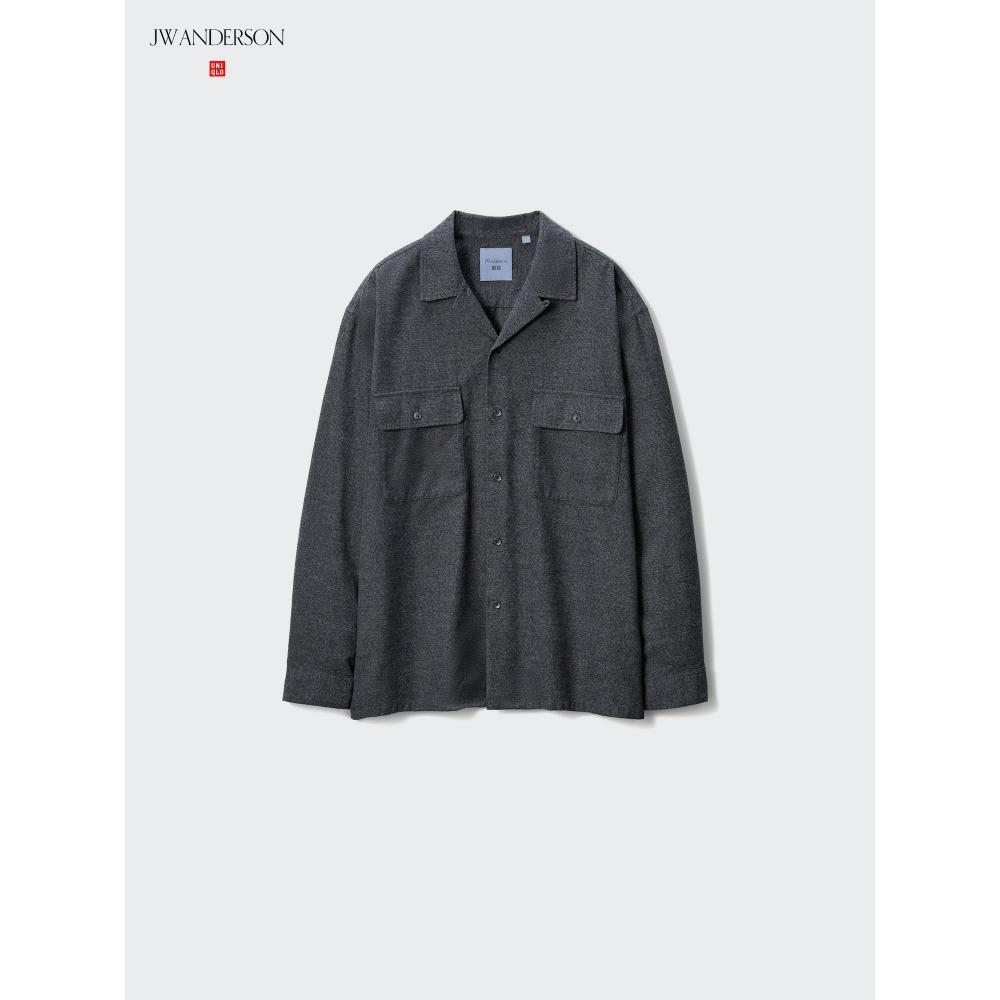Uniqlo Brushed Cotton Open Collar Oversized Shirt  Long Sleeve 