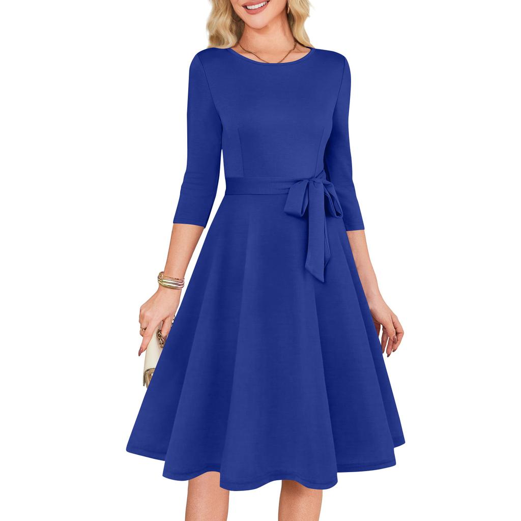 Women's Cocktail Dresses 3/4 Sleeve Vintage Wedding Guest Dress