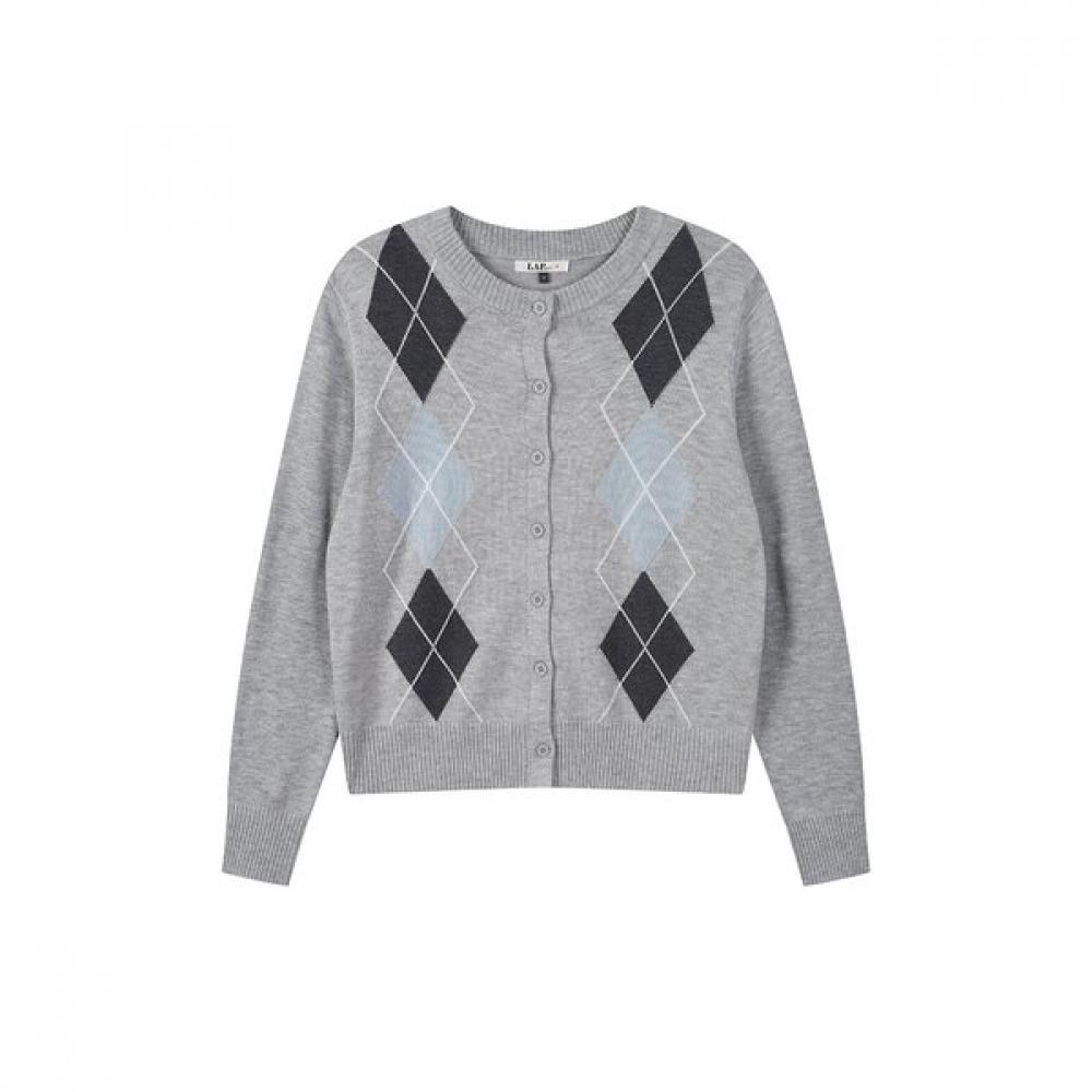Lap Wool Argyle Knit Cardigan As1kg222