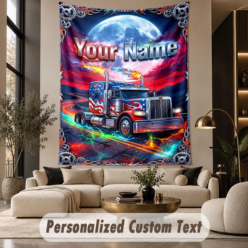 Truck (90) Theme Custom Tapestry Personalized Custom Name Text Wall Hanging Tapestry Home Decor Background Cloth
