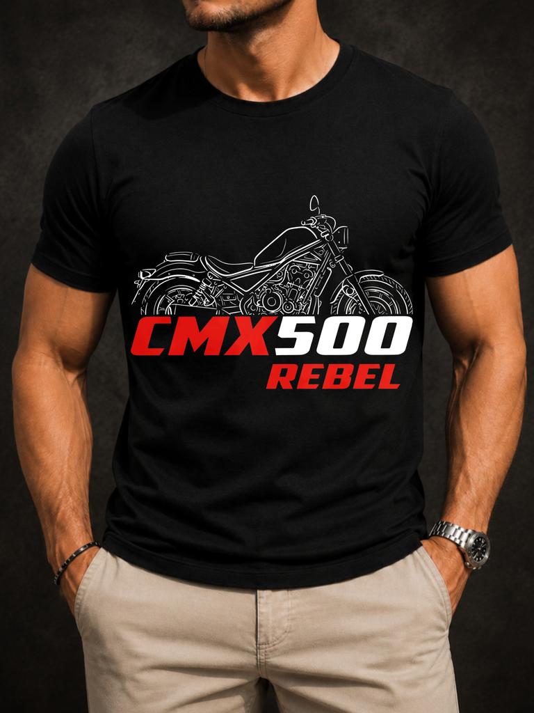 CMX500 Rebel With Motorcycle Line Art Red Model Text And Minimal Biker Style mes Unisex All Unisex All T-Shirt