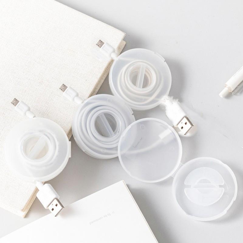 Portable Charger Cord Holder Round Storage Cable Winder Retractable Cable Management Flexible USB Wire Charging Data Line Tidy