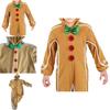 Adorable Christmas Gingerbread Man Kids Costume Cosplay Bodysuit