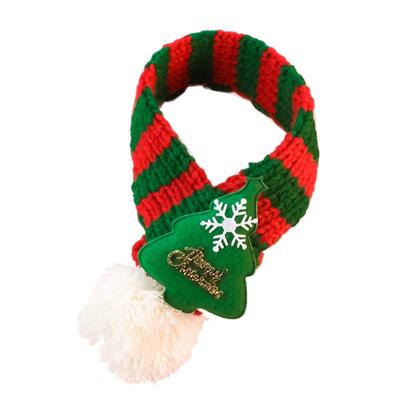 Elk Puppy Kitten Christmas Scarf Snowman Santa Claus Pet Warm Knitted Scarf Funny Fleece Cat Scarf Christmas