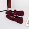 Women's Square Toe Mary Jane Flats Casual Ballet Shoes Walking Shoes with Adjustable Strap Slip On Comfortable Work Flats Soft Dressy Shoes for Women