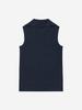 LORDLOAR Ribbed Contrast Collar Sleeveless Knit Navy
