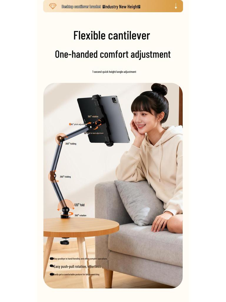 Rotatable Magnetic Phone & Tablet Holder for Bedside or Desk - Ideal for Streaming & TV Watching