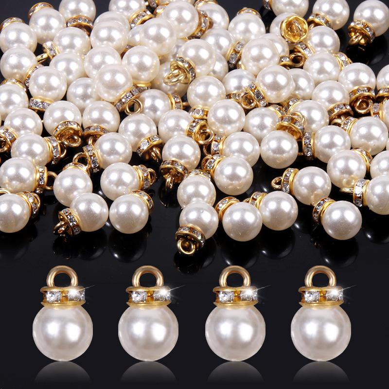 

20pcs Elegant White Glossy Acrylic Charms with Rhinestone Accents Round Loose Bead Pendants for DIY Dangle Earrings Necklaces Bracelets Jewelry Making