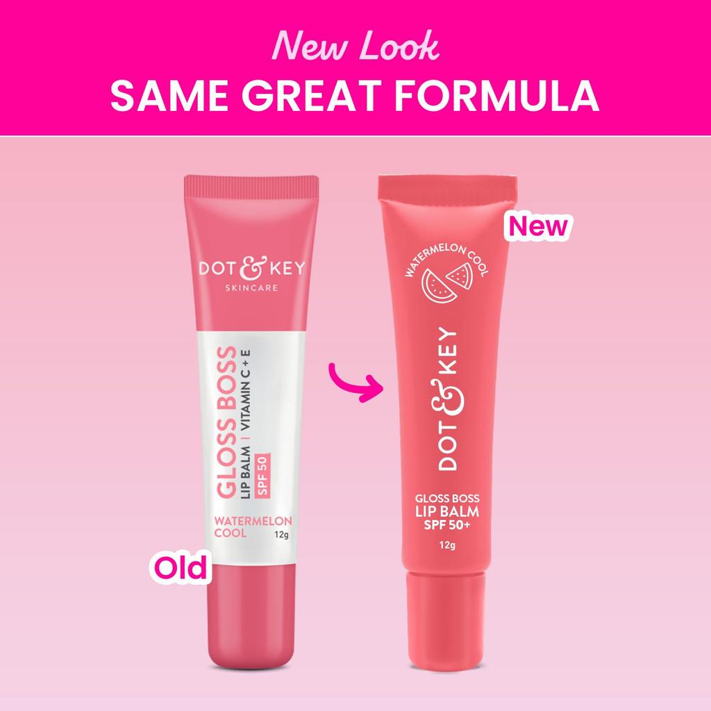 Dot & Key Gloss Boss Brightening Lip Balm SPF 50+ Cooling Glossy Finish For Dry Lips Watermelon 12 g Daily Use