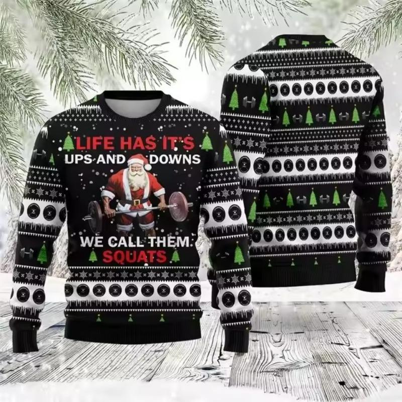 Santa Claus Christmas Hoodie Men Clothes Funny Ugly Christmas Top Men Crewneck Sweatshirt Hip Hop Male Hoodies