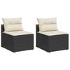 Garden Sofas Without Armrests with Cushions 2 pcs Black Poly Rattan