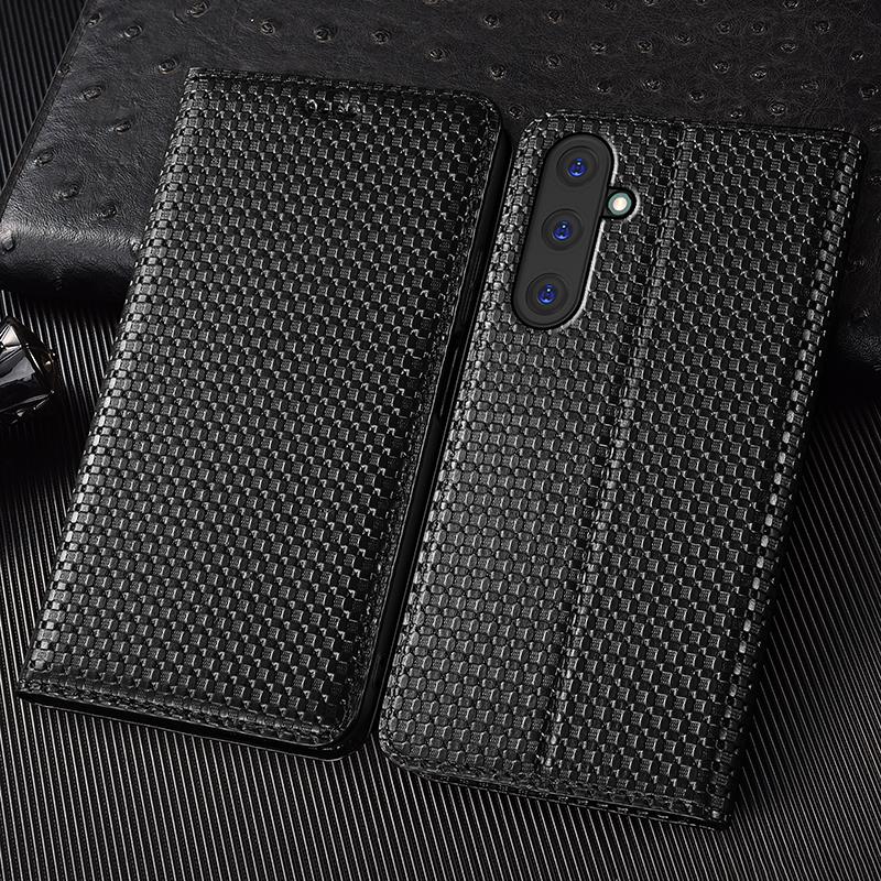 Gitter Echte Leder Flip Hülle Für Samsung Galaxy A02 A12 A22 A32 A42 A52 A72 4G 5G Nacho Handy Brieftaschen Hüllen
