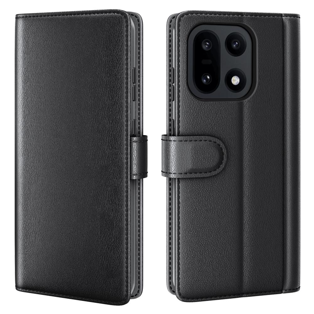 For OnePlus 15 5G Case Genuine Split Leather Phone Cover with Wallet Stand