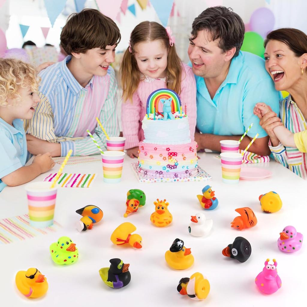 24 Pack Rubber Ducks Novelty, Colorful Bath Ducks, Baby Bath Toy, Party Decoration, Colorful Rubber Ducks for Jeep, Float Duck Bath Toy for Baby Showe