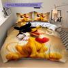 3pcs Pluto Heart Shaped Love Print Bedding Set (1 Cover + 2 Pillowcases, Without Inserts) D058
