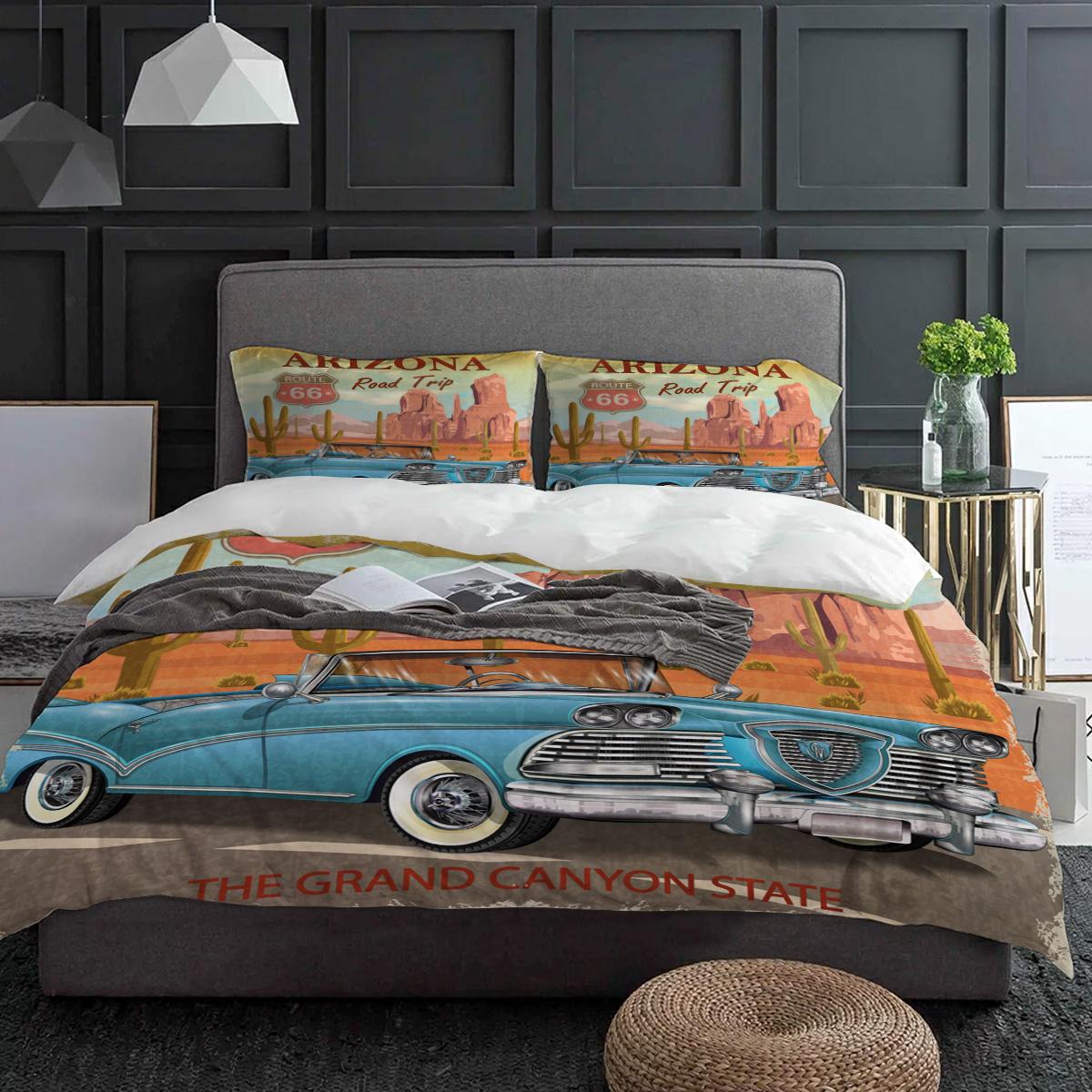 

Vintage Car Desert Cactus Plant Stones Retro Bedding Set 3pcs Duvet Cover Pillowcase Quilt Cover Double Bed Set Home Textile EU single(135x200cm)