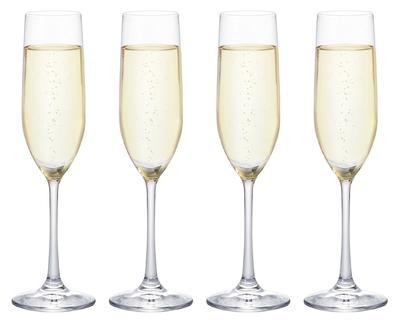 Aderia IPT Plaisir Champagne Flutes, Clear, 170ml, Set of 4, Made In Japan, Dishwasher Safe, Shatterproof, Perfect for Wine, Cocktails, Sparkling Wine