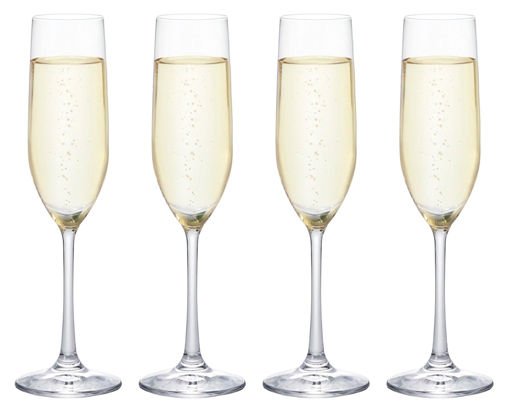 Aderia IPT Plaisir Champagne Flutes, Clear, 170ml, Set of 4, Made in Japan, Dishwasher Safe, Shatterproof, Perfect for Wine, Cocktails, Sparkling Wine