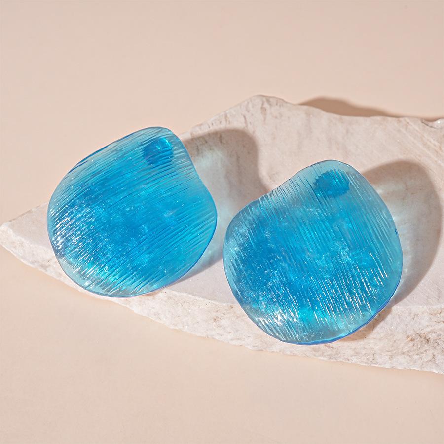 Small fresh candy color transparent resin irregular silver needle stud earrings sweet geometric earrings