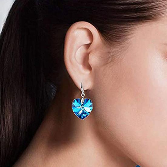 1 Paio di Orecchini a Gancio alla Moda All-Match Orecchini Pendenti a Forma di Cuore con Cristalli Sintetici per le Festività