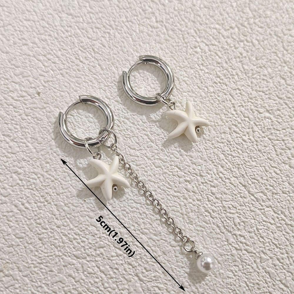 Creative Design Starfish Earrings White Color Ocean Style Earrings Starfish Pendant Earrings Gift