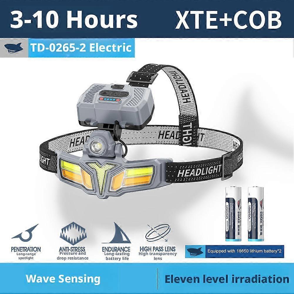 COB LED Headlamp USB Rechargeable Head Flashlight Work Light Outdoors