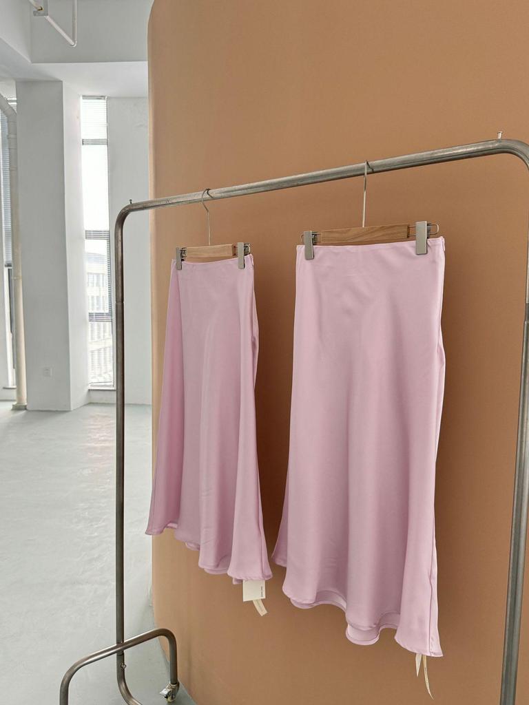 2024 Summer High-Waist Satin A-Line Drape Skirt for Women