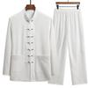 Chinese Traditional Clothing Set Man Fall Linen Buckle Kung Fu Shirt Oriental Retro Top+ Pants Tai Chi Breathable Uniforms Hanfu 2 Pieces Set