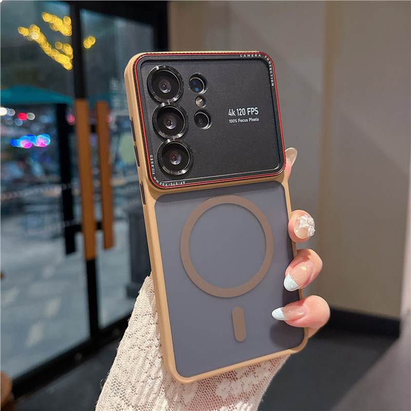 Applicable to Samsung S26Ultra mobile phone case metal Lycra lens matte magnetic suction S25U anti-drop protective case premium