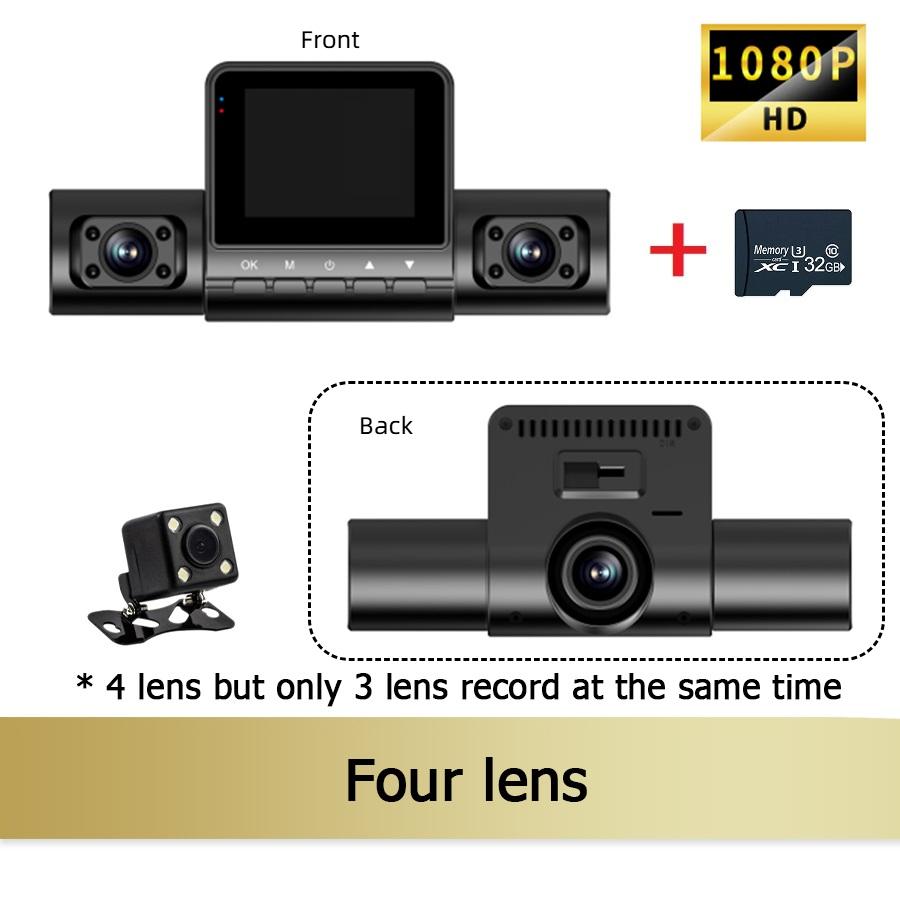 Three Channel Four Lens Driving Recorder with High-definition 1080P Infrared Night Vision for Car Parking Monitoring