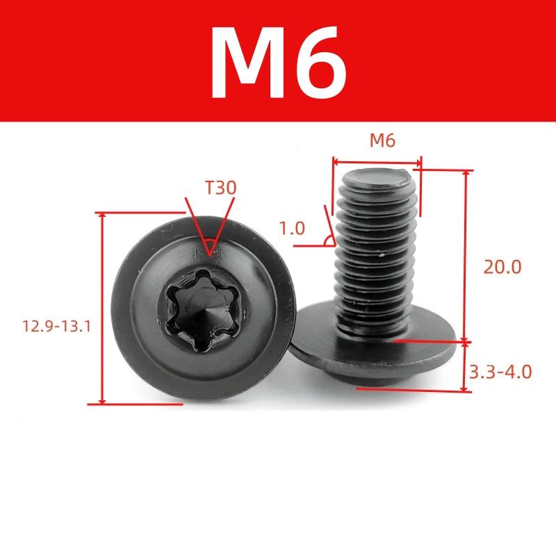 304 Šroub Torx M4 M5 M6 M8 Nerezová ocel Černá barva šroub s torxovou podložkovou hlavou pro motocykl, skútr, ATV, moped, plastový kryt