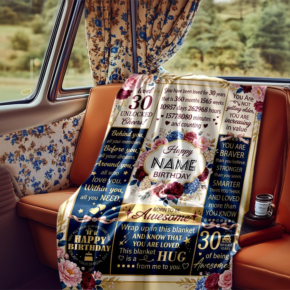 Birthday Celebration Blanket Personalized Name Soft Comfortable Stylish Blanket Car Blanket Perfect For Travel Camping Outdoor Home Suitable For All