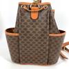 CELINE vintage Macadam logo Purse Crossbody Shoulder Bag Leather/Canvas Brown
