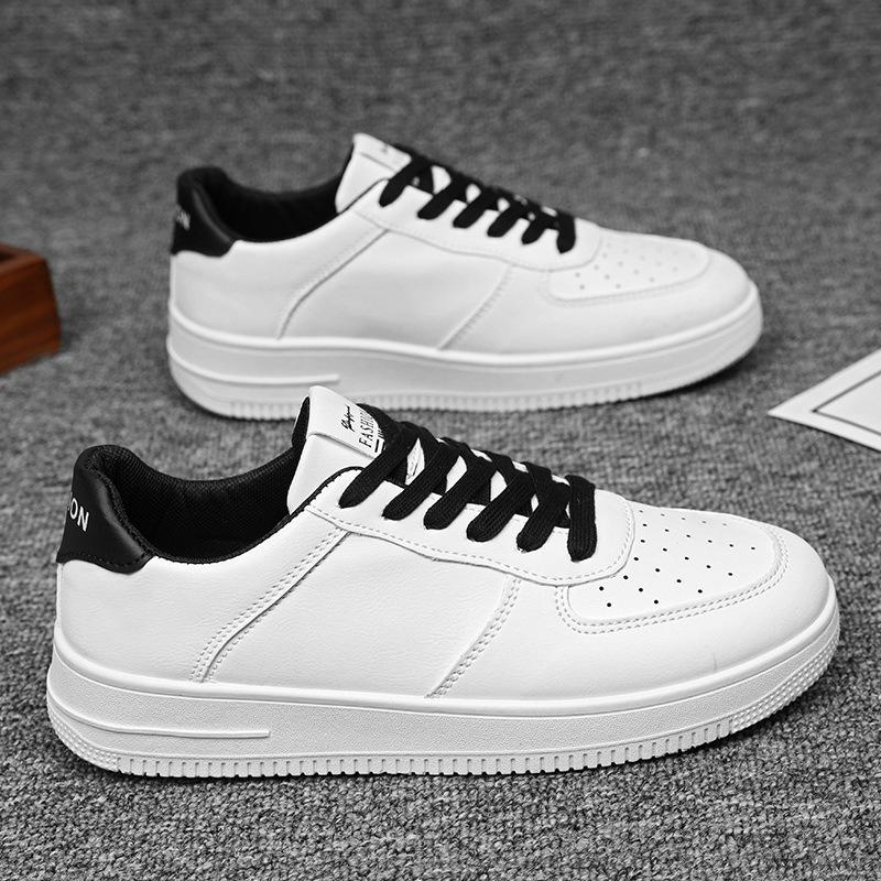 Fashion Men's Skateboard Shoes 2024 New White Thick Bottom Platform Soft Bottom Student Lace Anti Slip Comfort Casual Shoes Zapatillas