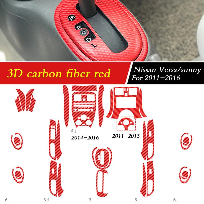 Car-Styling 3D/5D Carbon Fiber Car Interior Center Console Color Change Molding Sticker Decals For Nissan Versa Sunny 2011-2016