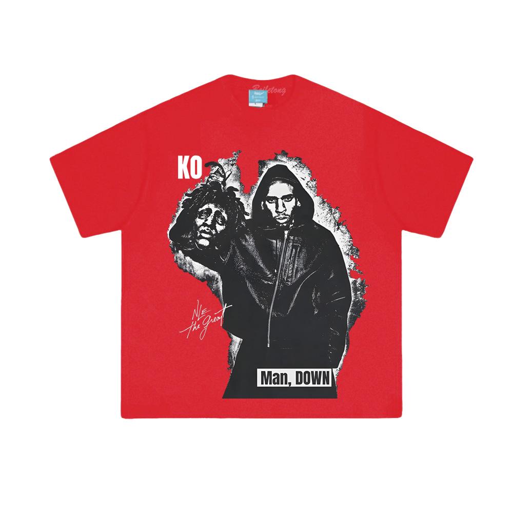 

NLETheGreat 2025 Новый Альбом KO Футболка 100% Хлопок Высокое Качество Как на Официальном Сайте Винтажная Футболка с Круглым Вырезом и Коротким Рукавом XXL красный