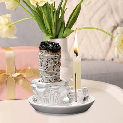 Palo Santo Stick Holder Ceramic Candle Holder 4-in-1 Incense Burner Salvia