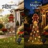 Outdoor Gingerbread Man Lights Solar Garden Light, Waterproof Yard Light with Warm Christmas Stakes Waterfall LED, Pathway Stake Lamp for Lawn