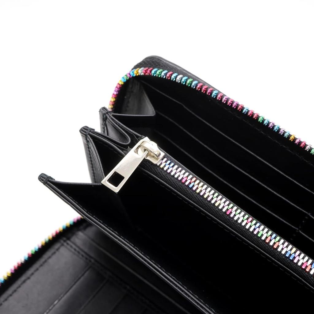 [Revetta] Stingray Leather Long Wallet, Black, Round Zipper, Genuine Leather, 21 Card Slots, Large Capacity, Caviar Finish [225stw]