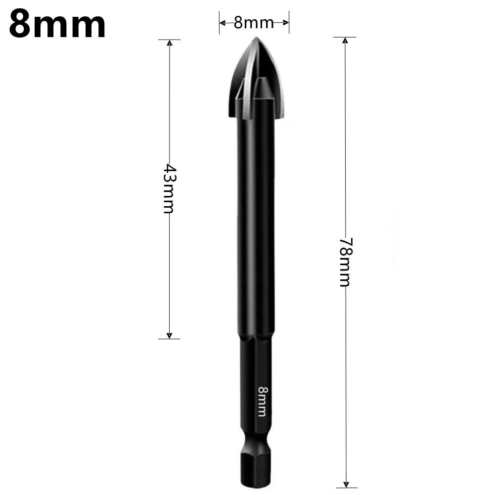 Cross Hexagonal Ceramic Tile Drill Bit Glass Ceramic Concrete Hole Opener Alloy Triangular Drill Bit Size 3/4/5/6/7/8/10/12mm