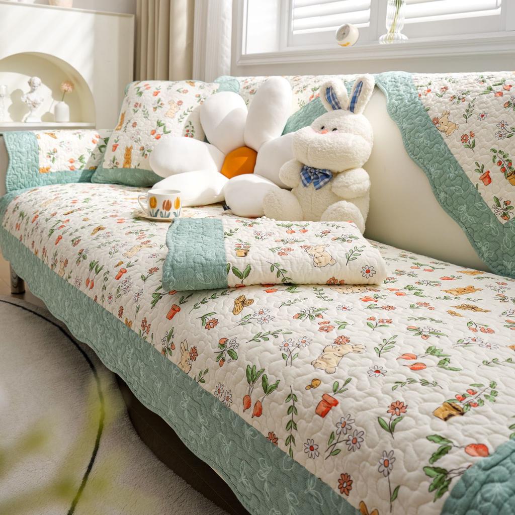 Cotton Sofa Cushion Four Seasons Non-slip Cotton-quilted Pastoral Summer Universal Cushion Nordic Leather Sofa Cover Cover