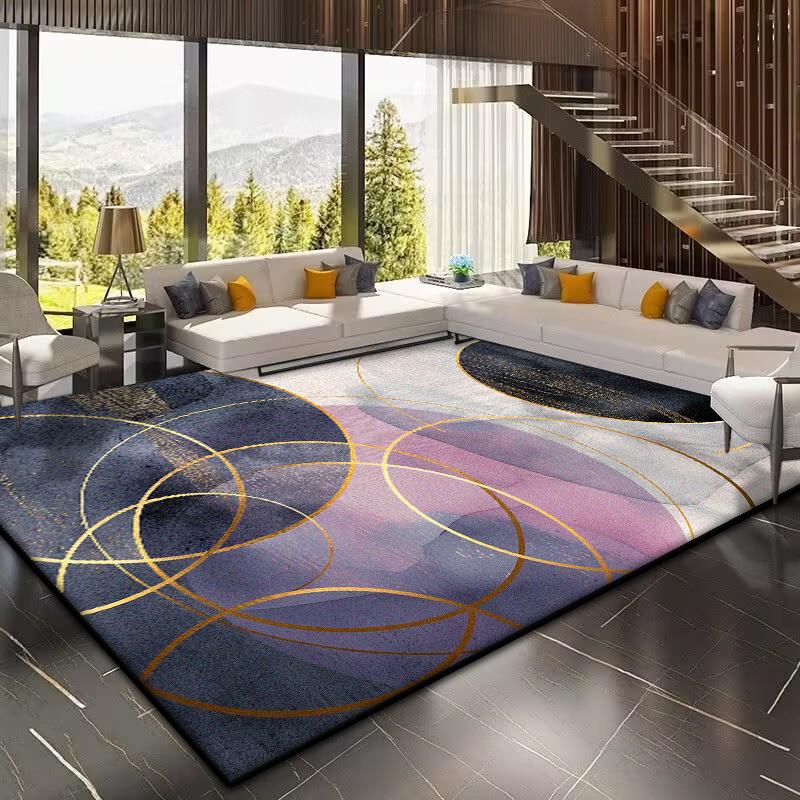 Golden Geometric Carpet for Living Room Large Area Modern Decoration Home Rugs for Bedroom Soft Non-slip 200x300 Lounge Sofa Mat