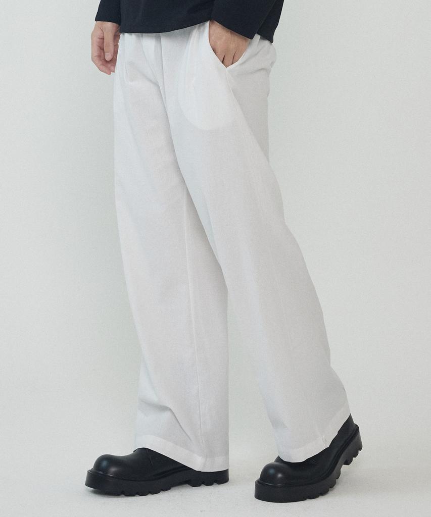 ANALOG MOOD Linen Cotton Semi-Wide Pants (White)