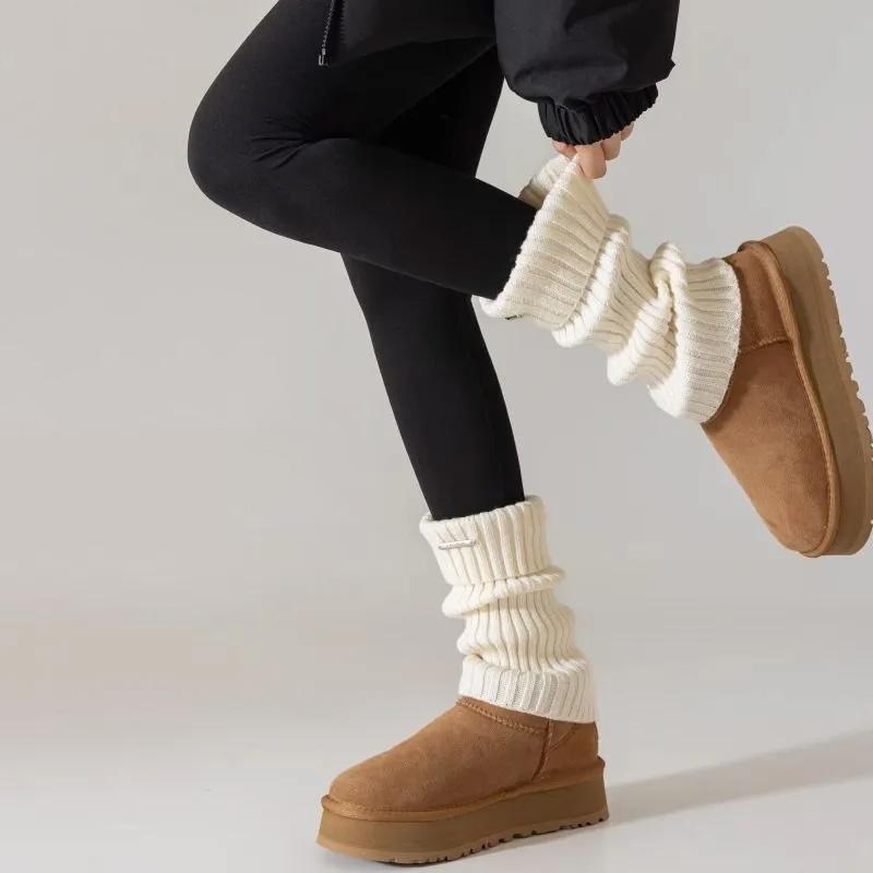 Winter Fashion Boot Socks, Cozy White Slouchy Knit Cuffs to Style Your Snow Boots, Versatile Leg Warmers for Cold Weather